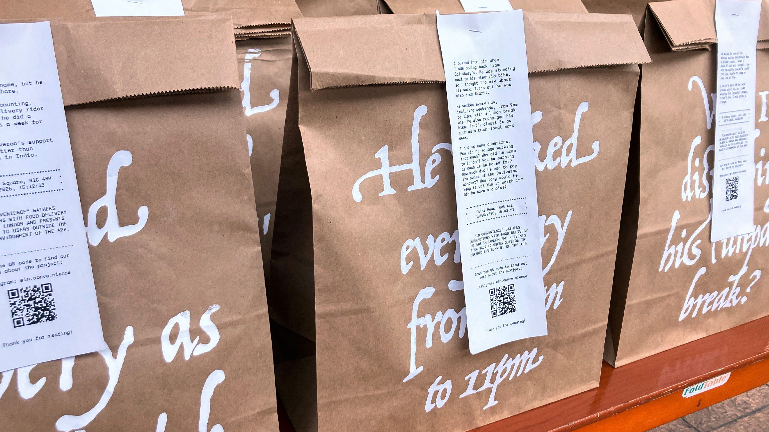 In Convenience paper bags and receipts